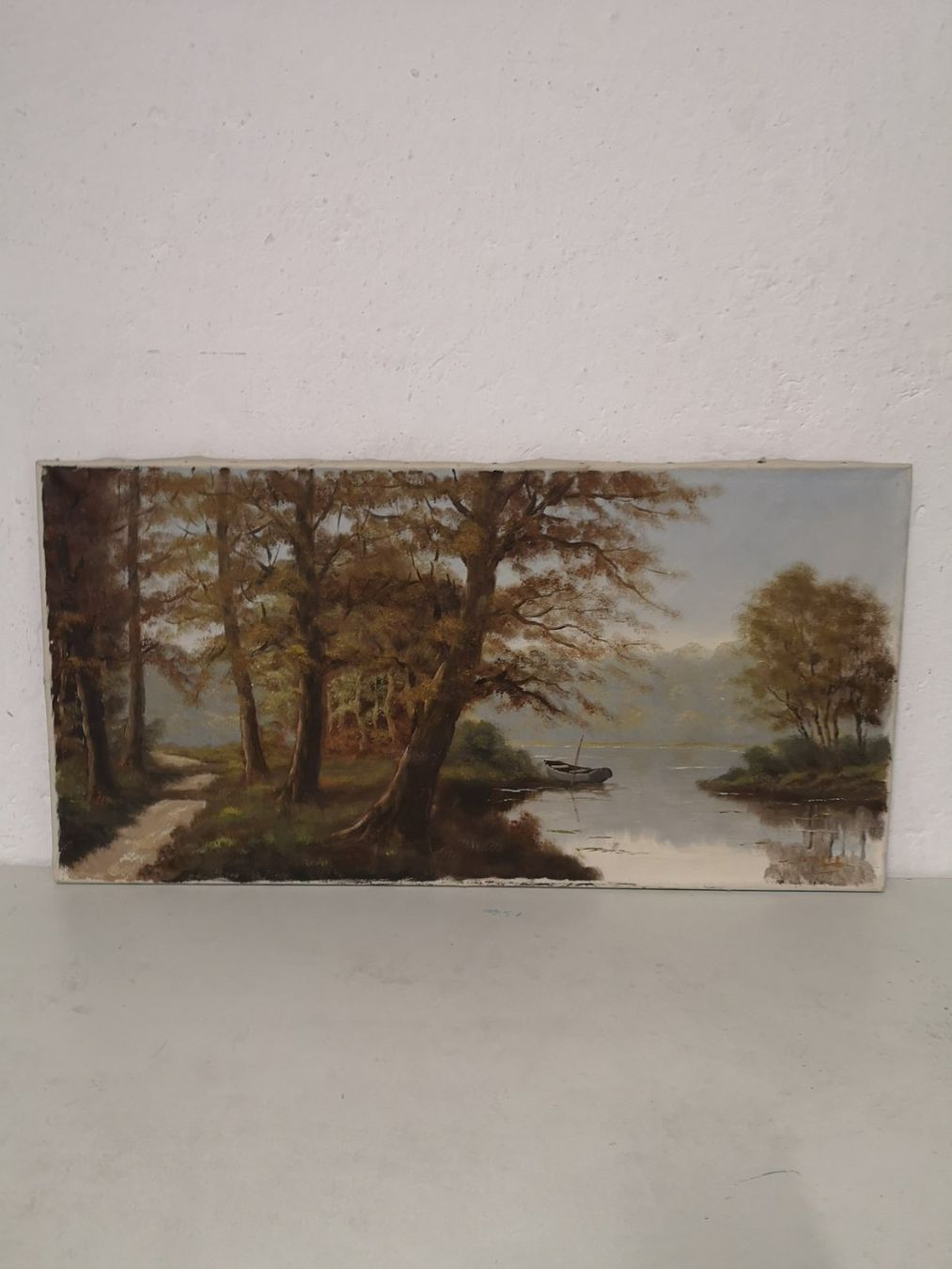 Dipinti: Luttler – Landschaft mit einem Boot auf einem See – Usato da Bern venduto da Elena1965