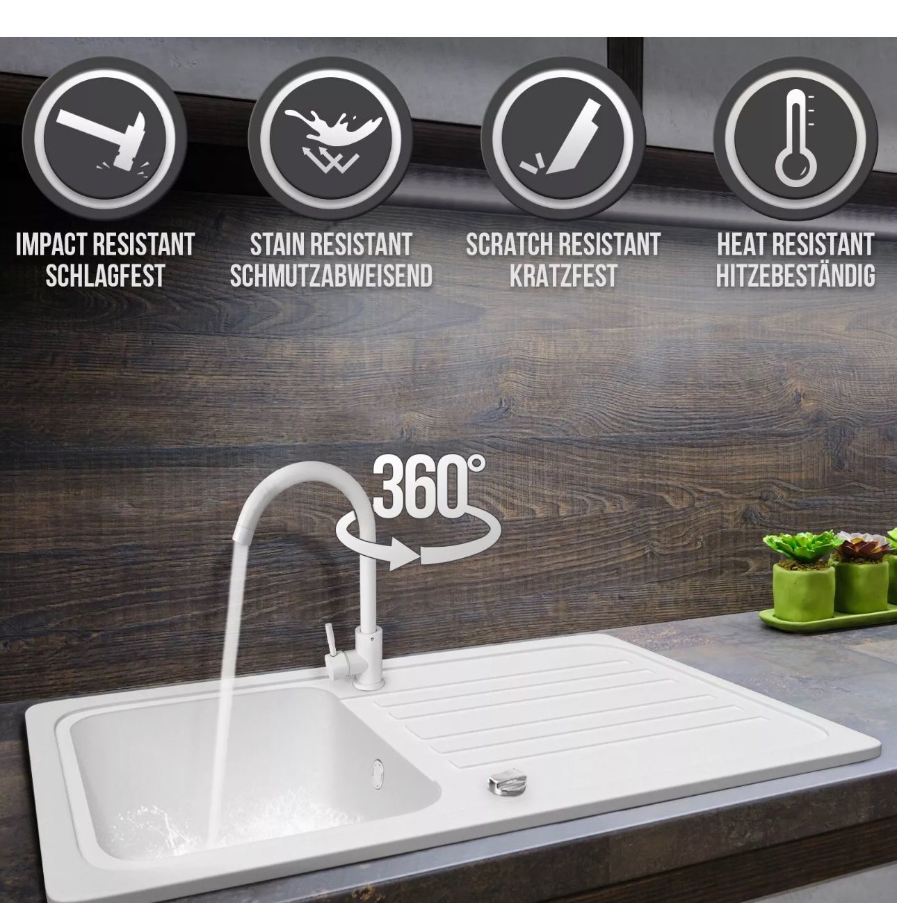 Lavabi & lavandini: + Granitspüle + Siphon Einbauspülle Komplet set – Nuovo e nell'imballaggio originale da Amriswil venduto da JaJa-Express