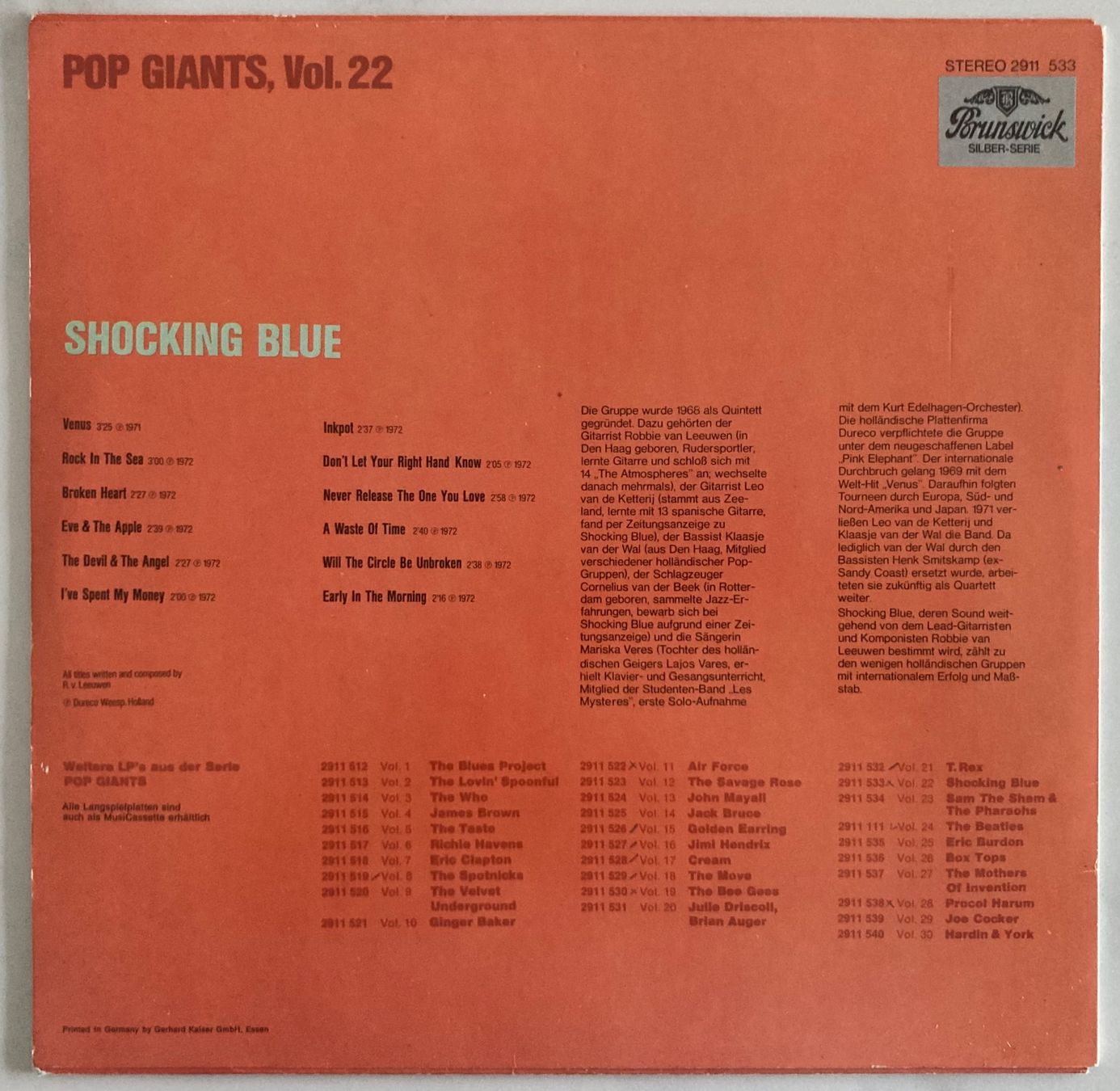 Dischi in vinile: SHOCKIN BLUE - POP GIANTS, VOL. 22 – Usato da Poliez-Pittet venduto da Newtown-Records 1