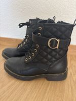 Damen Stiefel schwarz gesteppt mit Schnalle Grösse 38