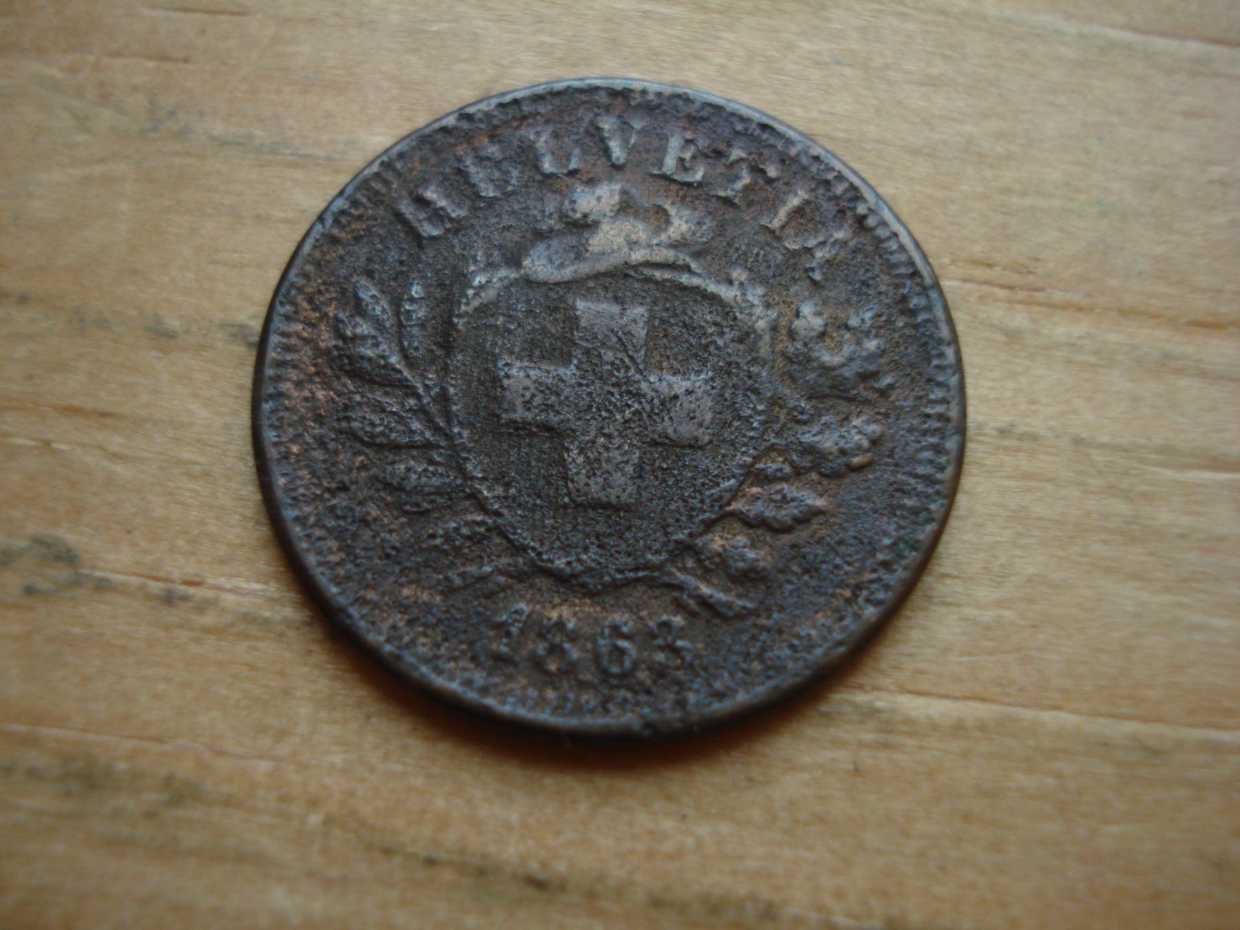 Alle Münzen: (W5) 1 Rappen 1863 – Gebraucht aus Erlach von Net-Coins
