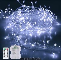 1 weisse Feenlichterkette, 200 LED-Lampen - ca. 6 m