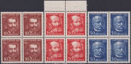 1932, Nr. 191-193 (Gotthardbahn) Viererblöcke postfrisch **.