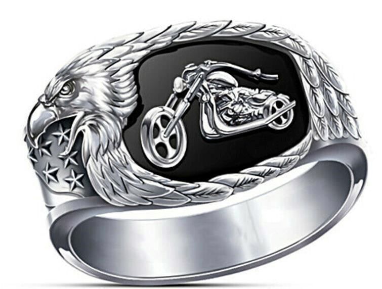 Anelli: BIKER RING, SILBERFARBEN, GR.10, CA. 2CM DURCHMESSER NEU – Nuovo e nell'imballaggio originale da Bad Ragaz venduto da Schtupsi