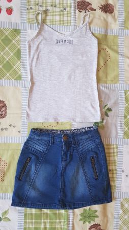 Jeans Jupe & Shirt Gr.134