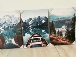 Wandbild 105x50 cm Naturidylle 3er Set mit Rahmen