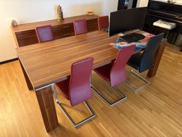 Esstisch Nussbaum furniert geölt, 220/270x100, inkl. Granit