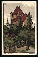 Steindruck-AK Alt-Aarau, Blick zum Schl