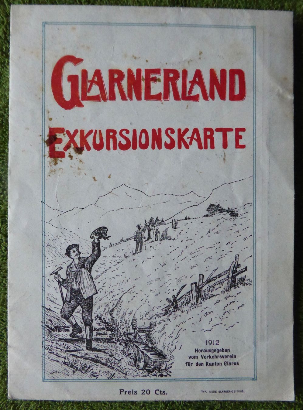 Cartine & Atlanti: Glarnerland. Exkursionskarte 1912 – Usato da Affoltern am Albis venduto da Cadorso