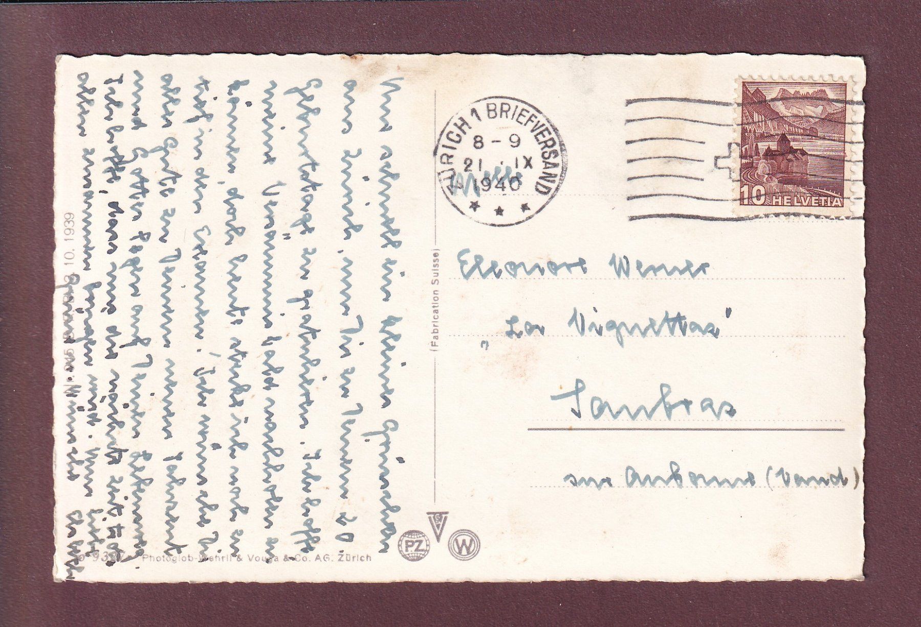 Cartoline postali: ZÜRICH - Hans Waldmann-Denkmal - 1940 – Usato da Pully venduto da nicecards 1
