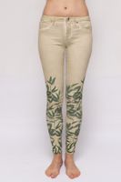 Love Moschino pantalon skinny 7/8 vert-beige, T36
