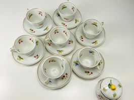 FÜRSTENBERG Früchte 7er Set Tassen, Untertassen + Zuckerdose