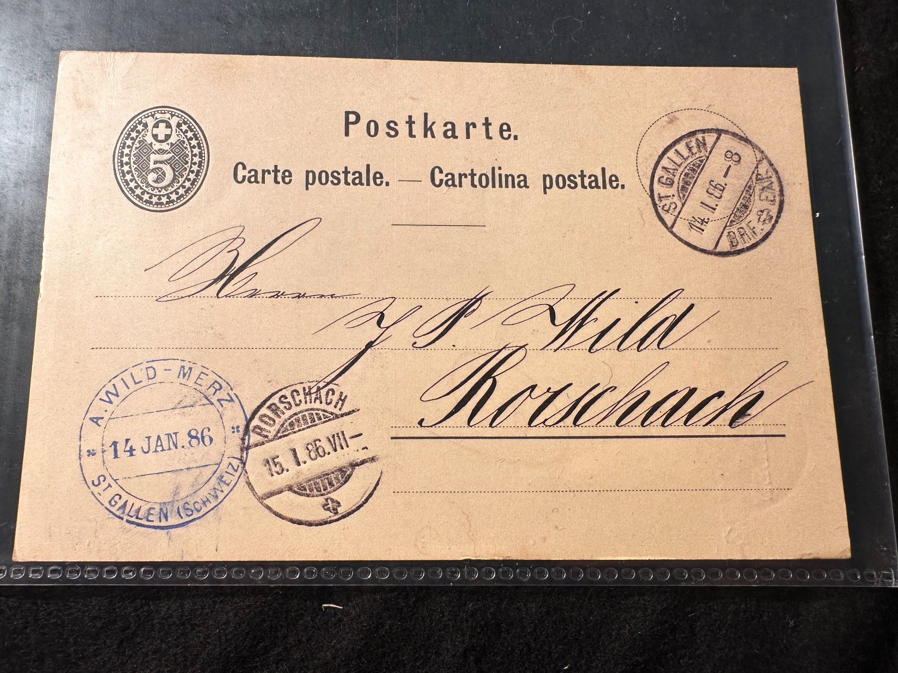 Tutti i francobolli: Postkarte 1886 St.Gallen - Rorschach – Usato da Stettfurt venduto da 2442