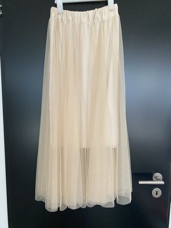 Rock beige Gr. XS/34 mit Unterrock