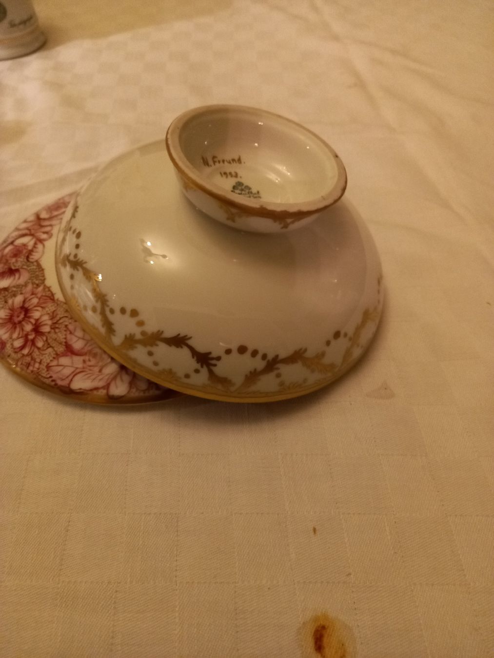 Rosenthal Zuckerdosen: Handgemalt Antik Rosenthal Bahnhof Selb Dekel Dose. Germany – Gebraucht aus Bern von Imamrashed 2