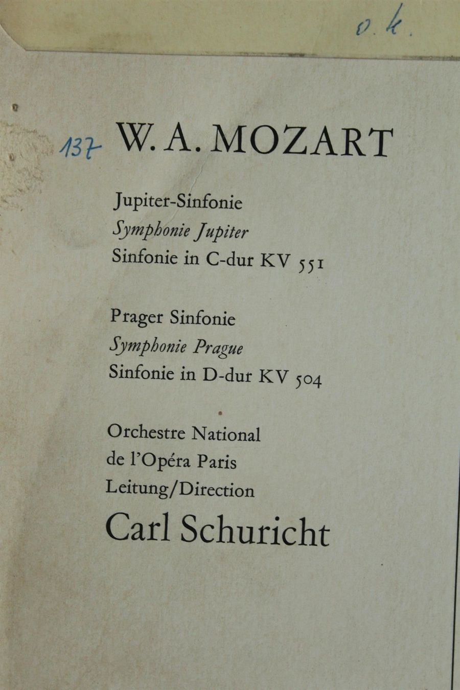 Dischi in vinile: MOZART: Jupiter & Prager Sinfonie – Usato da Bern venduto da kultiges 2