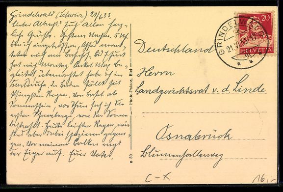 Ansichtskarten: AK Grindelwald, Hotel-Pension Sonnenberg – Gebraucht aus Berlin von bartko-reher 1
