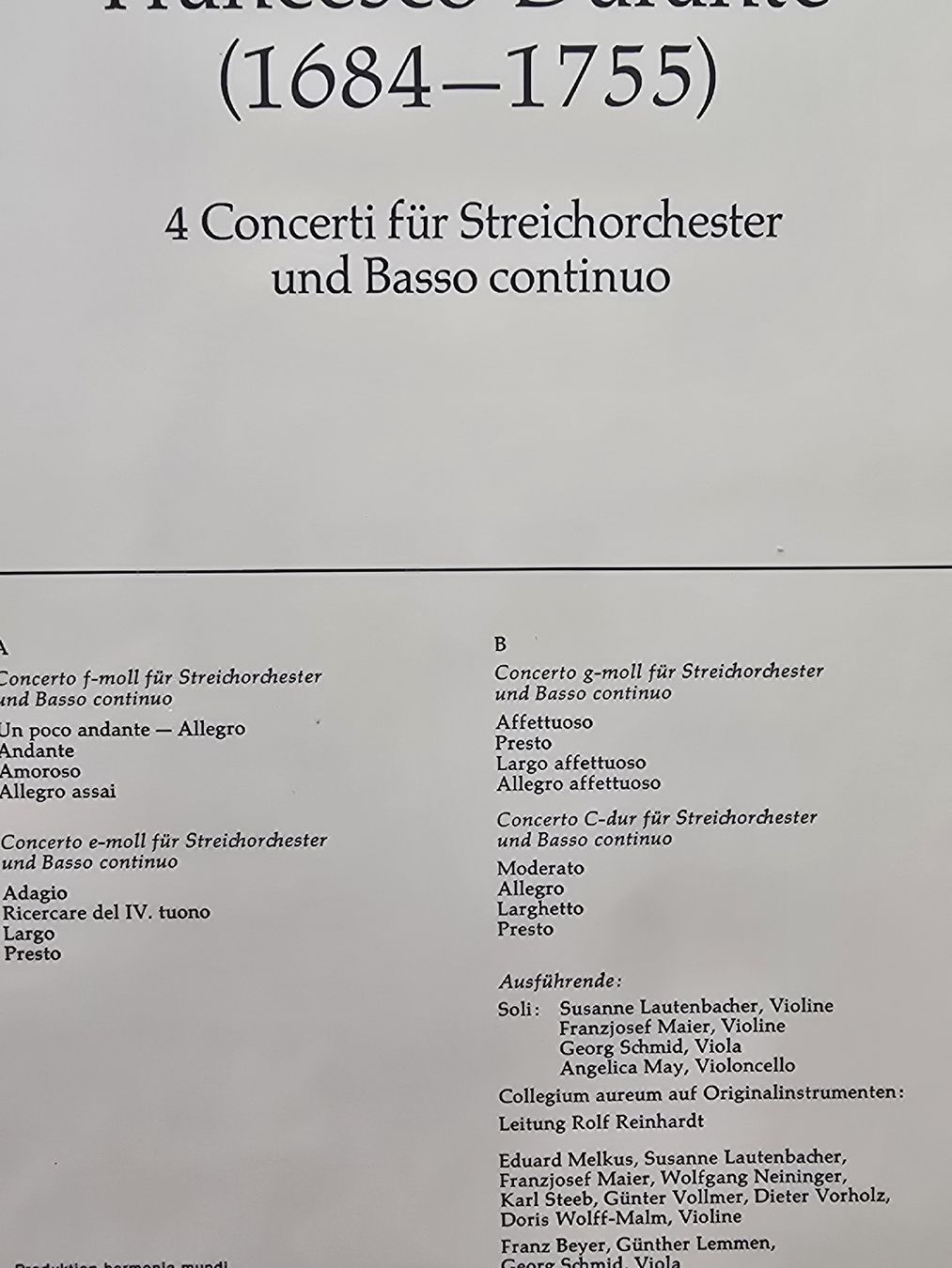 Vinyles: Francesco Durante 4 concerti – D'occasion à Hedingen par mickway 1