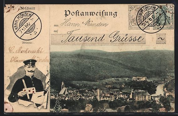 Cartoline postali: Hann. Münden, Ortsansicht aus der Vogel – Usato da Berlin venduto da bartko-reher