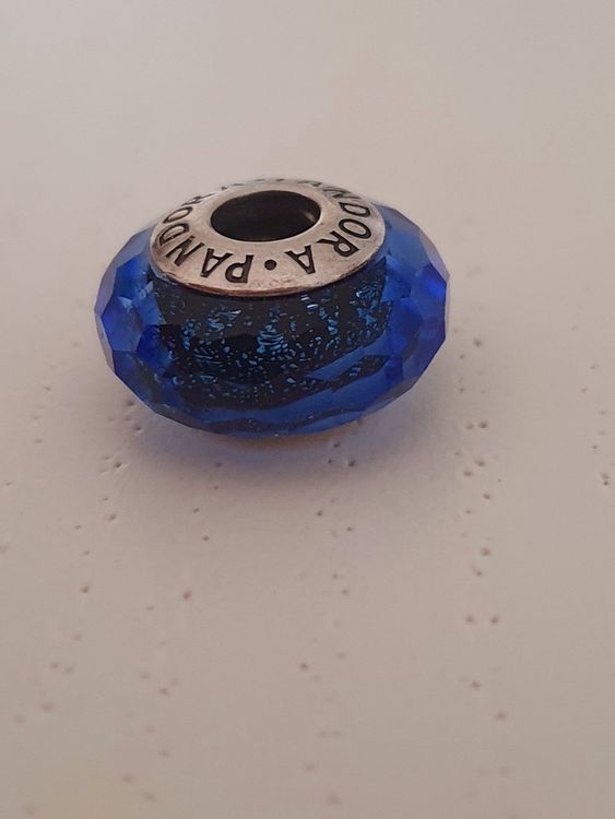 Charm (pendentif) En Argent 925/1000 Et Verre Murano Bleu - Occasion - Poids 2,76g - Pièce Unique Vintage