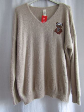 Gr. 46/52, kuschelweicher Angora-Mix Pullover in Sanftbeige