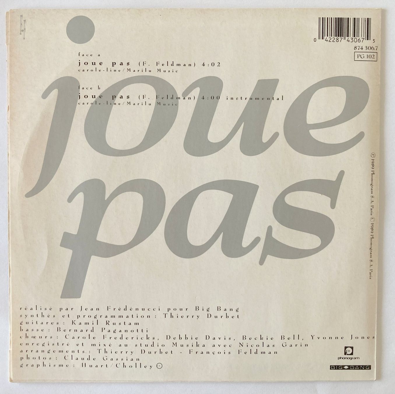 Dischi in vinile: FRANCOIS FELDMAN ET JONIECE JAMISON - JOUE PAS – Usato da Bottens venduto da hotter-than-hell 1