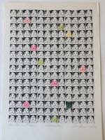 Lithographie , visages colorés signée 1977