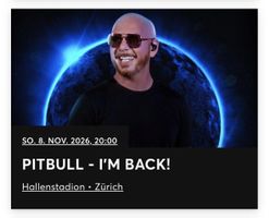 1x Sitzplatz Ticket Pitbull Zürich C2