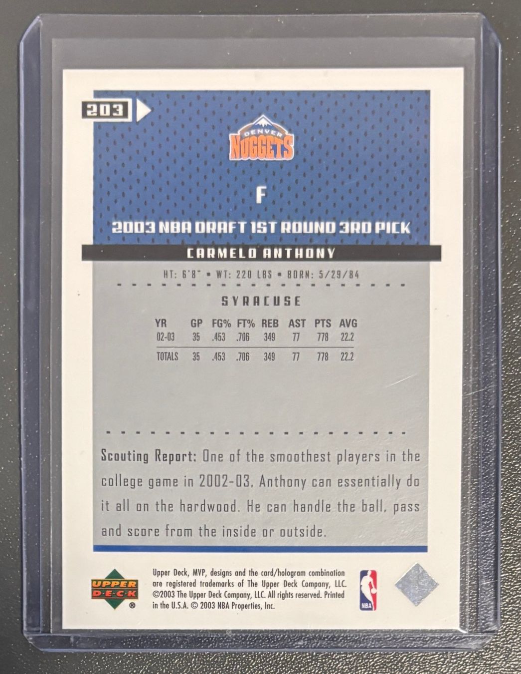 Nba Carte collezionabili: NBA Carmelo Anthony RC 2003 MVP Silver Parallel Rookie Card – Nuovo (secondo la descrizione) da Muri b. Bern venduto da winningloser 1