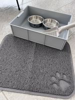 Katzenklo Set mit Matte, Schaufel und Näpfe - Grau🐈 