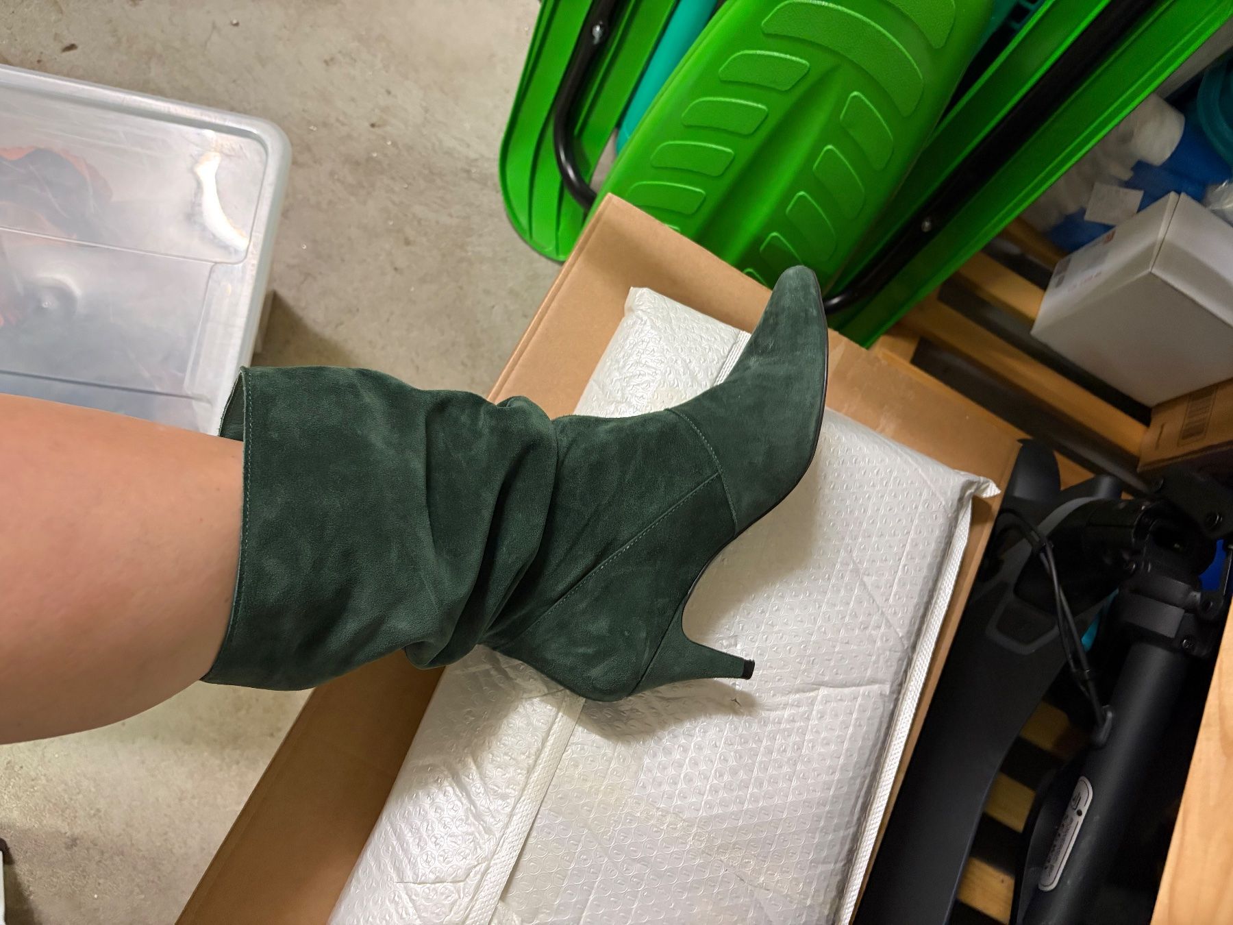 Scarpe da donna: Grüne Leder Stiefeletten – Nuovo (secondo la descrizione) da Untersiggenthal venduto da sladja25 3