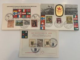 Drei AUSSTELLUNGSKARTEN SONDERSTEMPEL seltene BRIEFMARKEN