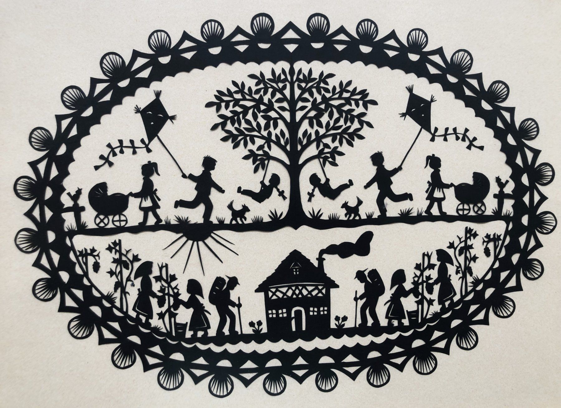 Arts picturaux & lithographies: Original Scherenschnitt - Weinlese & Kinder – D'occasion à Schaffhausen par durruti 1