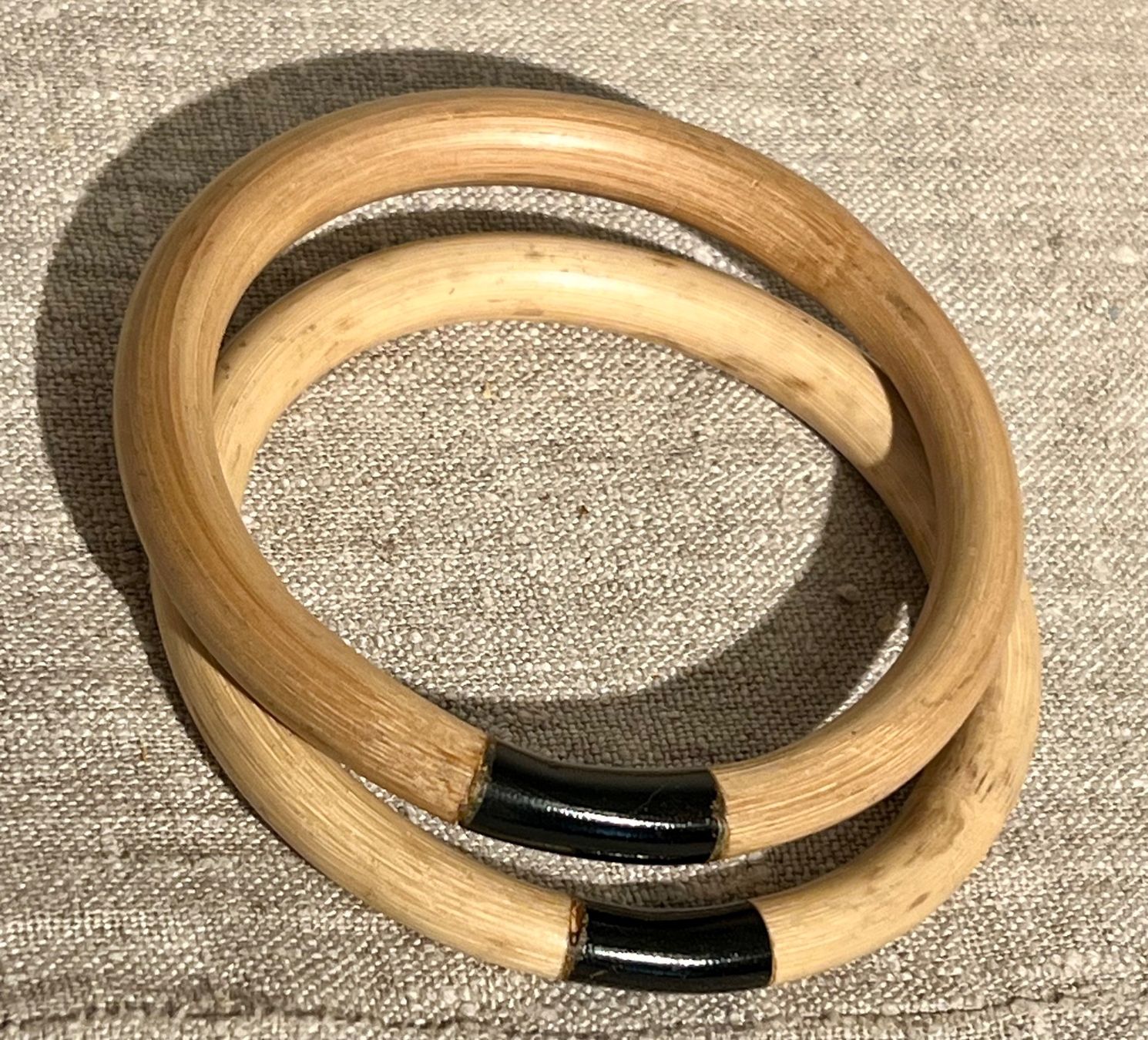 Bracciali & Braccialetti: Paire de bracelets joncs, bambou et corail noir – Usato da Genève venduto da DELIRBEADS 3