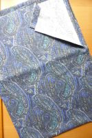 Antikstoff BW - Paisleymuster - blaue Spiralen - 150 x 75 cm