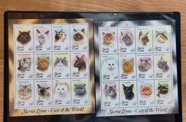 Katzenbriefmarken - Cats of the world - Sierra Leone - 2 Set