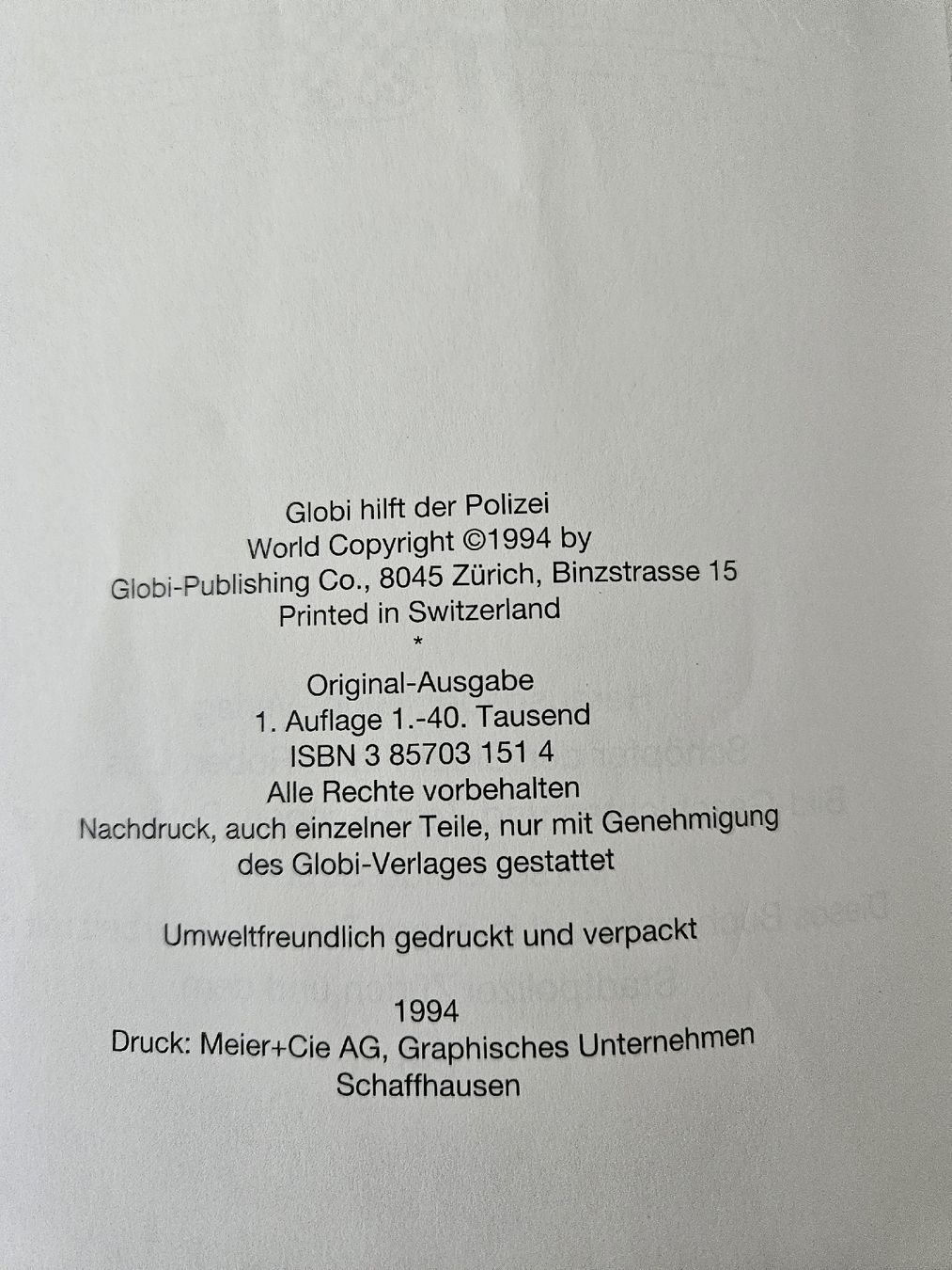 Bücher: Globi hilft der Polizei – Gebraucht aus Kreuzlingen von chr_pfn9 2