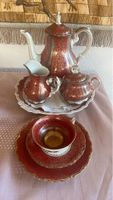 Exquisites Teeservice, Porzellan, Vintage, Rot/Gold Dekor