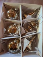neu: 6x Weihnachtsbaumschmuck Anhänger Glas antikgold