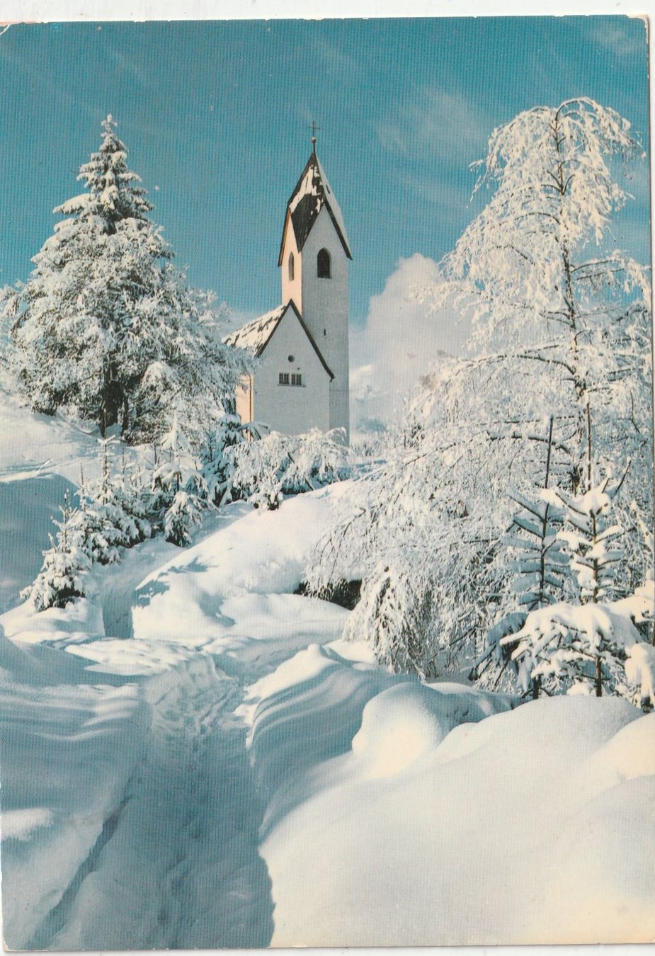 Ansichtskarten: Flims Waldhaus Kirche – Gebraucht aus Lumbrein von made02