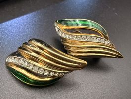 Vintage-Ohrringe Cabouchon Paris – Goldfarben