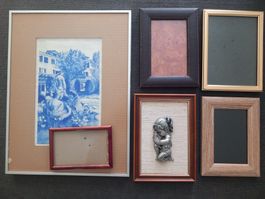 Lot de 6 cadres photo divers matériaux et tailles