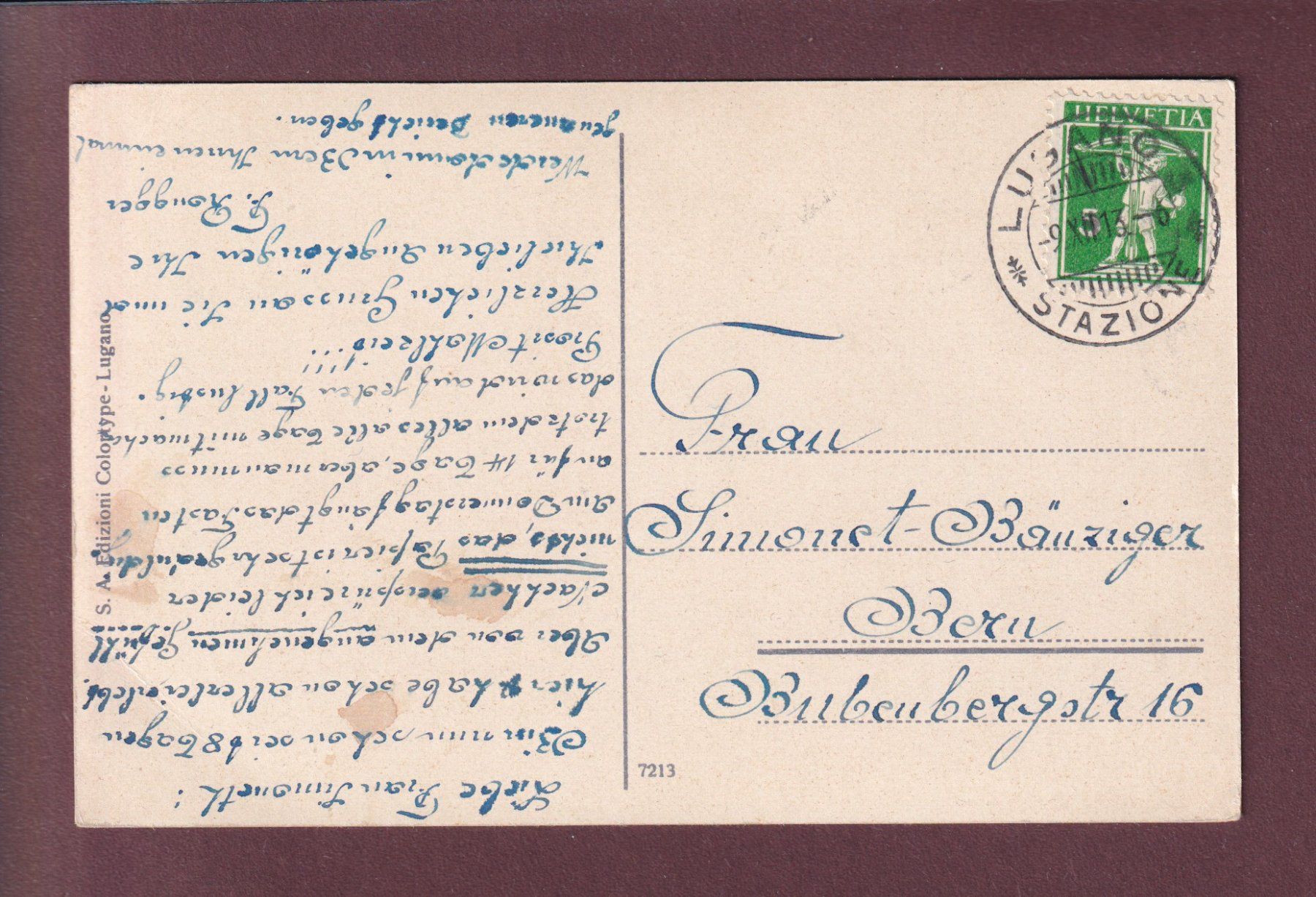 Cartoline postali: MORCOTE - Motivo - 1913 – Usato da Pully venduto da nicecards 1