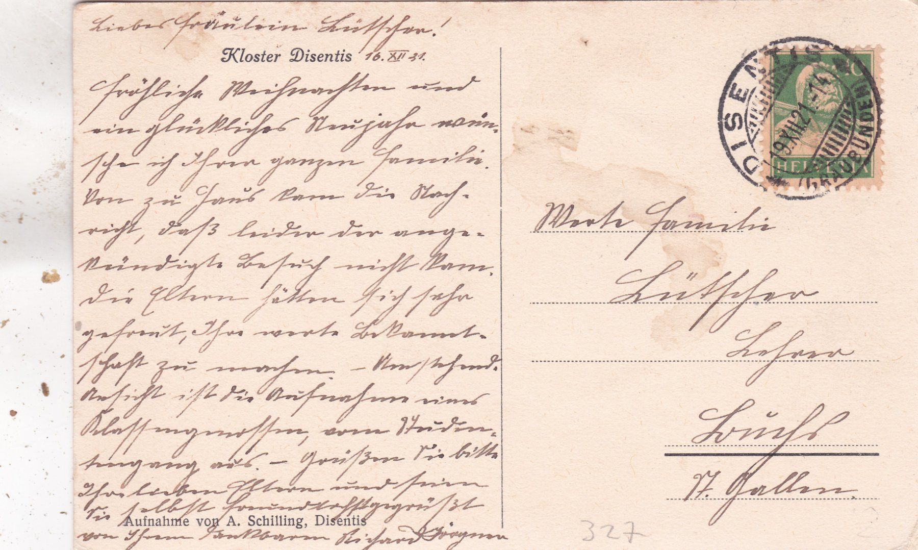 Cartoline postali: Kloster Disentis 1921 – Usato da Herisau venduto da Lisegrat2008 1