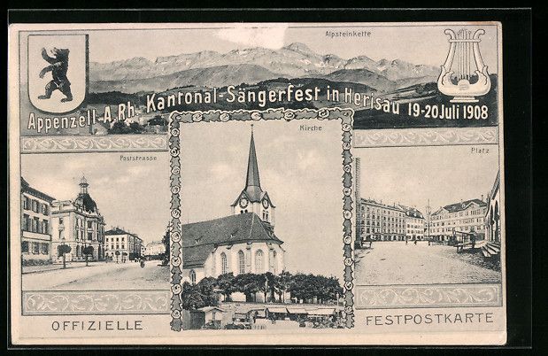 Cartes postales: Herisau, Kantonal-Sängerfest 1908, Alps – D'occasion à Berlin par bartko-reher