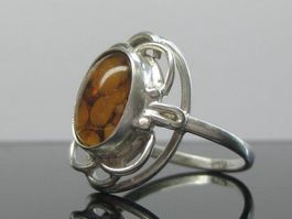 ANTIK Ring Silber 800 Bernstein Gr. 56 / 3.54 g