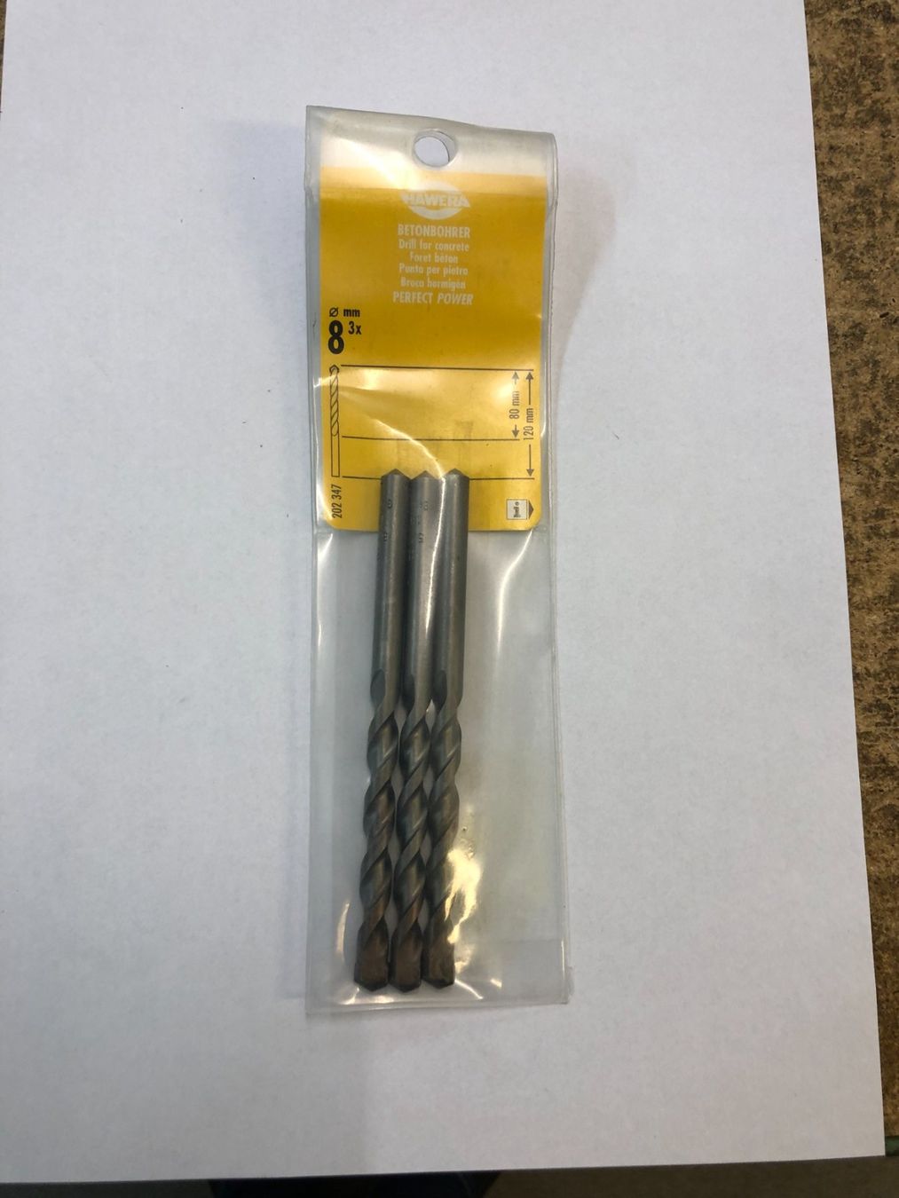 Trapani: Betonsteinbohrer HAWERA 3-er Set 8 mm – Nuovo e nell'imballaggio originale da Wagen venduto da Aloeveragold