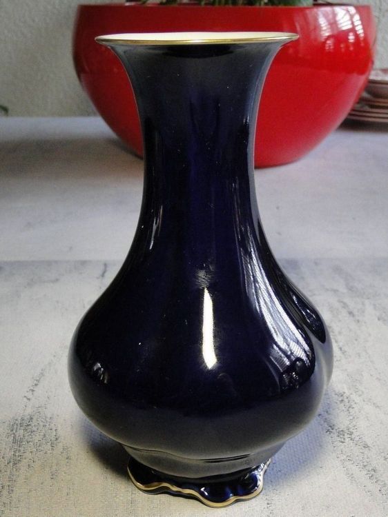 Bavaria Kobaltblau Vase Gold Akzent mit Dekor von Blumen Kaufen auf