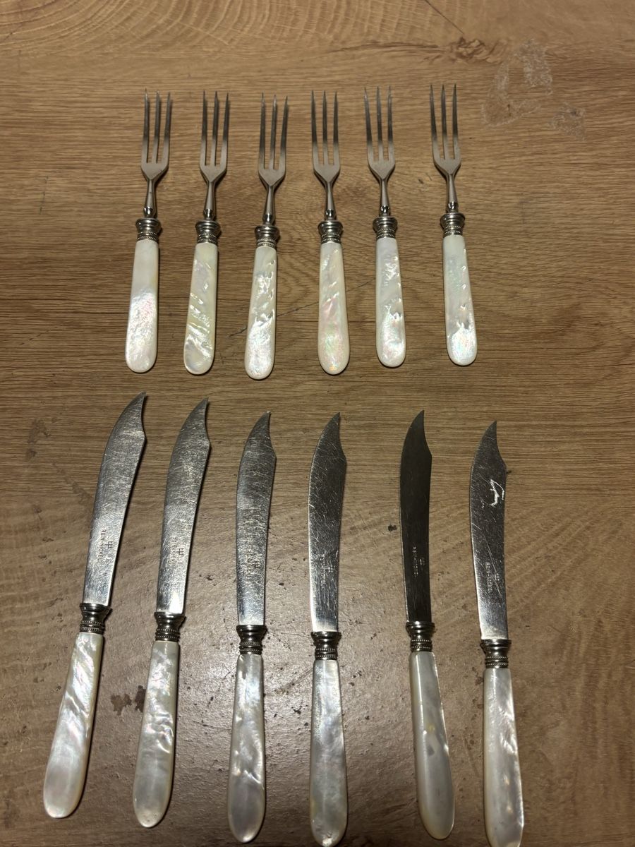 Set di posate: Antikes 12tlg Besteck mit Perlmuttgriffen – Usato da Orpund venduto da BlackEagel80 1