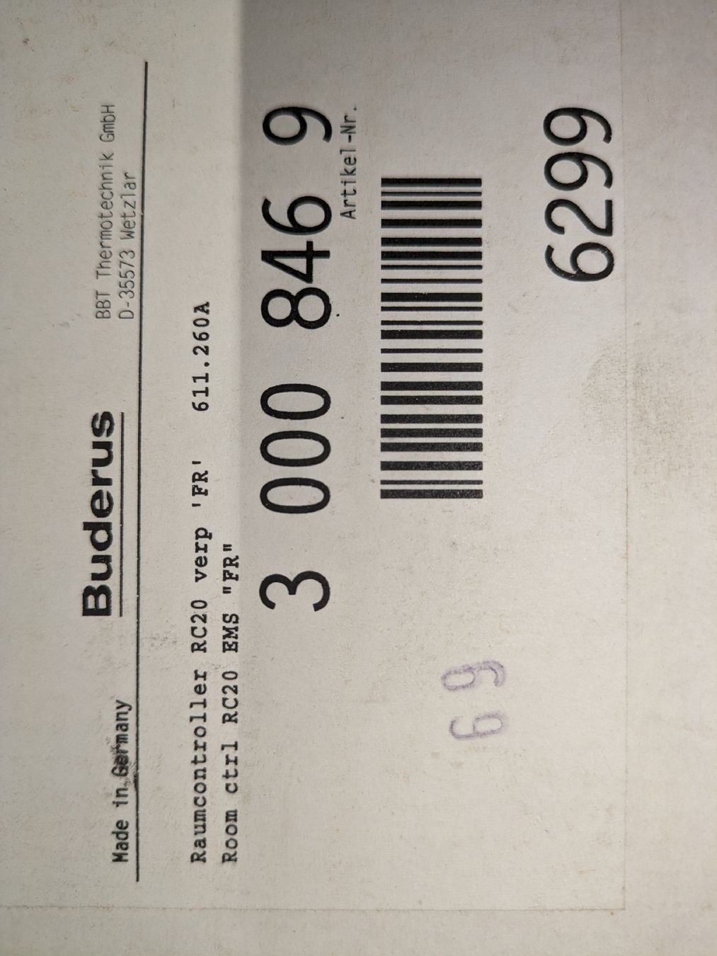 Buderus Radiatori: Raum Steuerung Buderus RC 20 – Nuovo (secondo la descrizione) da Fischbach-Göslikon venduto da 3flex 3